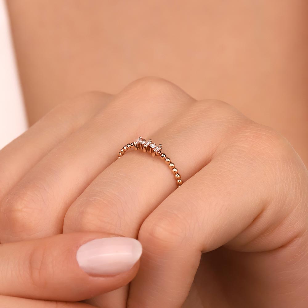 0,08 Karat Pırlanta Özel Tasarım Vintage Baget Yüzük