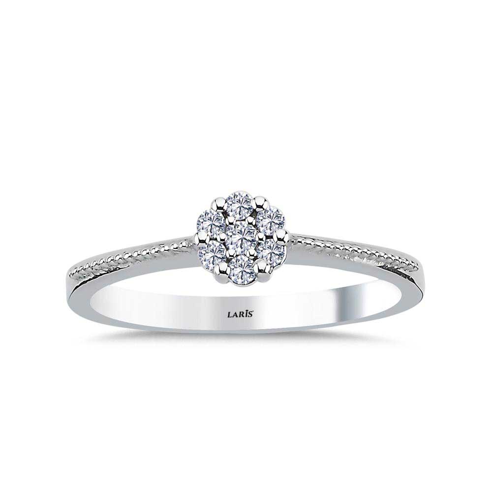 0,10 Karat Pırlantalı Kolları Güverseli Coronet Yüzük