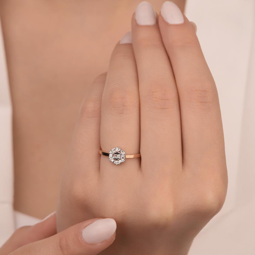 0.20 Karat Pırlanta Özel Tasarım Baget Yüzük