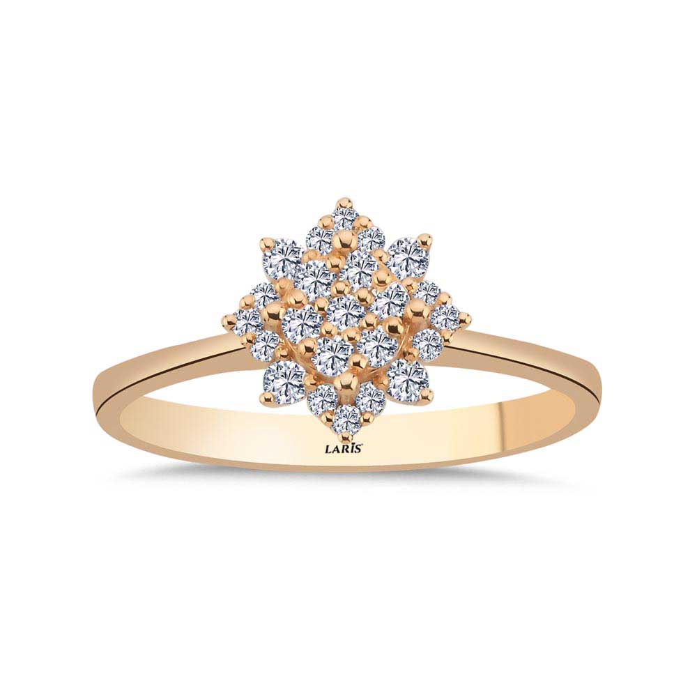 0,25 Karat Pırlanta Taşlı Coronet Lotus Tasarım Rose Yüzük