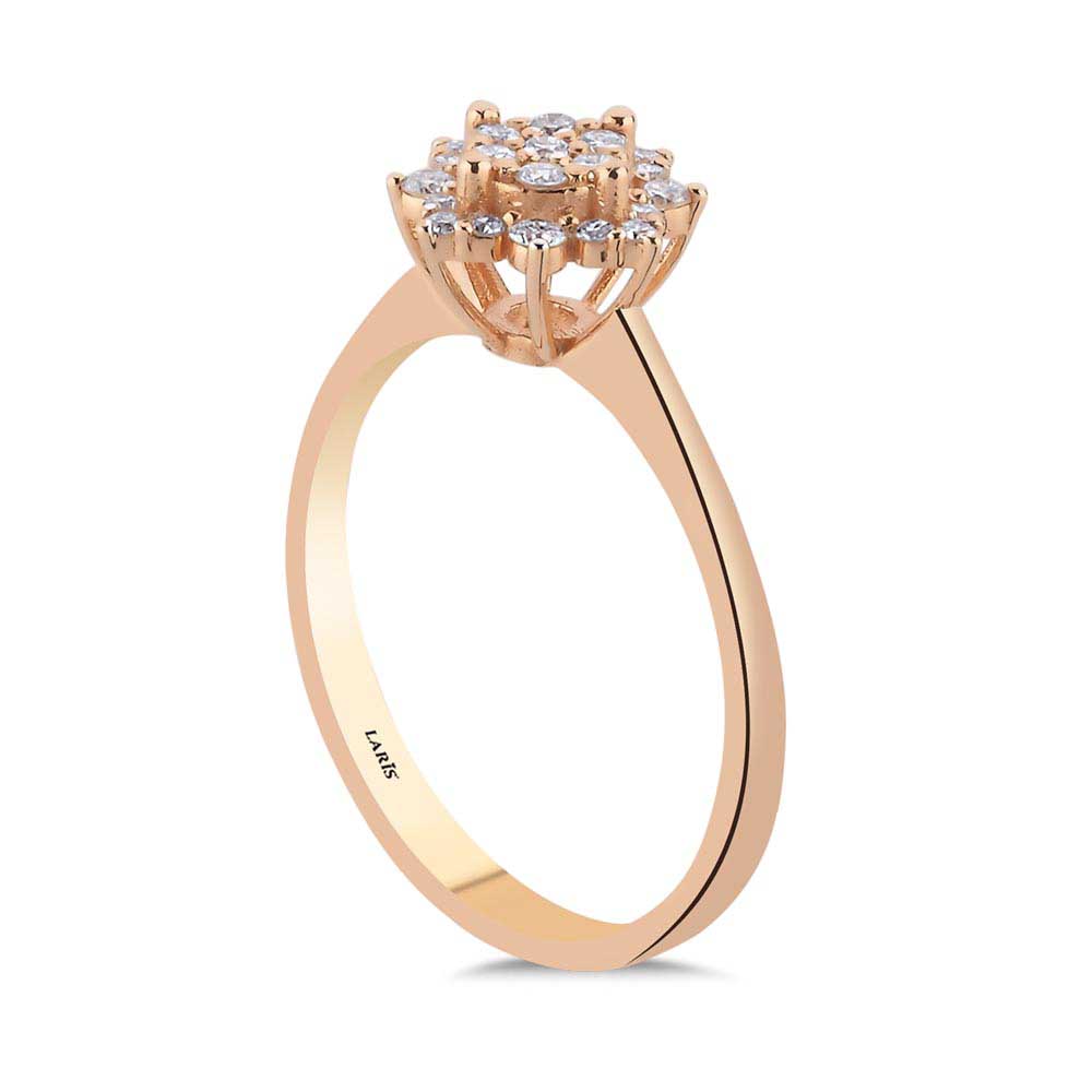 0,25 Karat Pırlanta Taşlı Coronet Lotus Tasarım Rose Yüzük