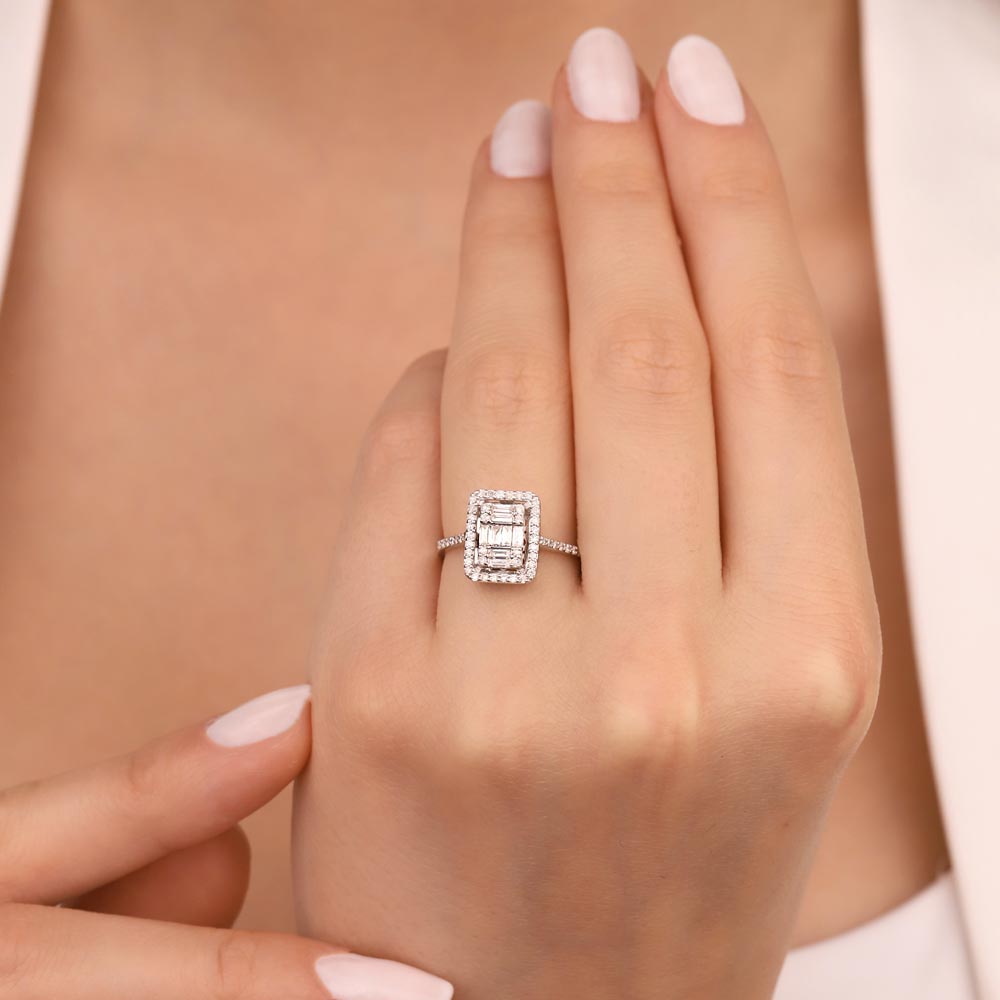 0,42 Karat Pırlanta Luxe Tasarım Baget Yüzük