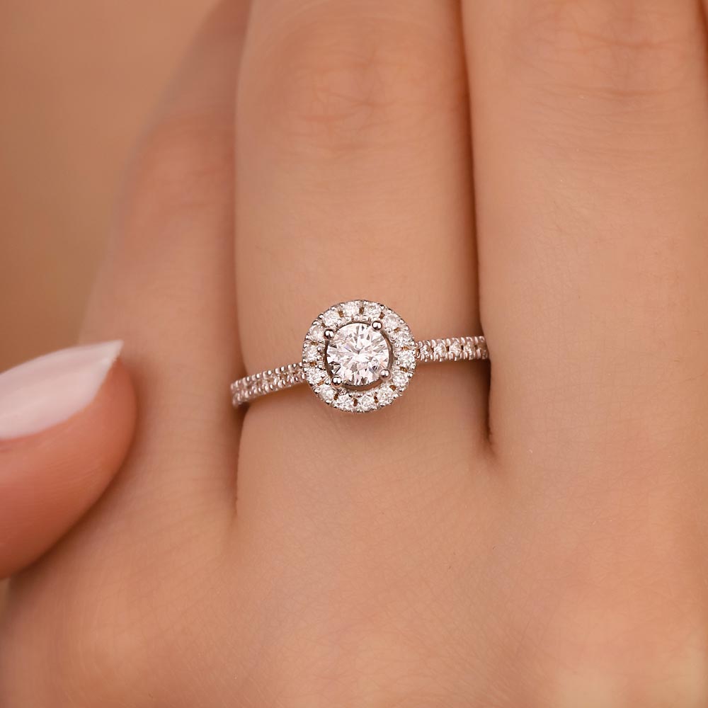 0,53 Karat Pırlanta Cascade Halo Tektaş Yüzük