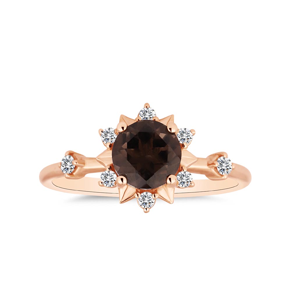 0,97 Karat Pırlantalı Dumanlı Kuvars Vintage Yüzük