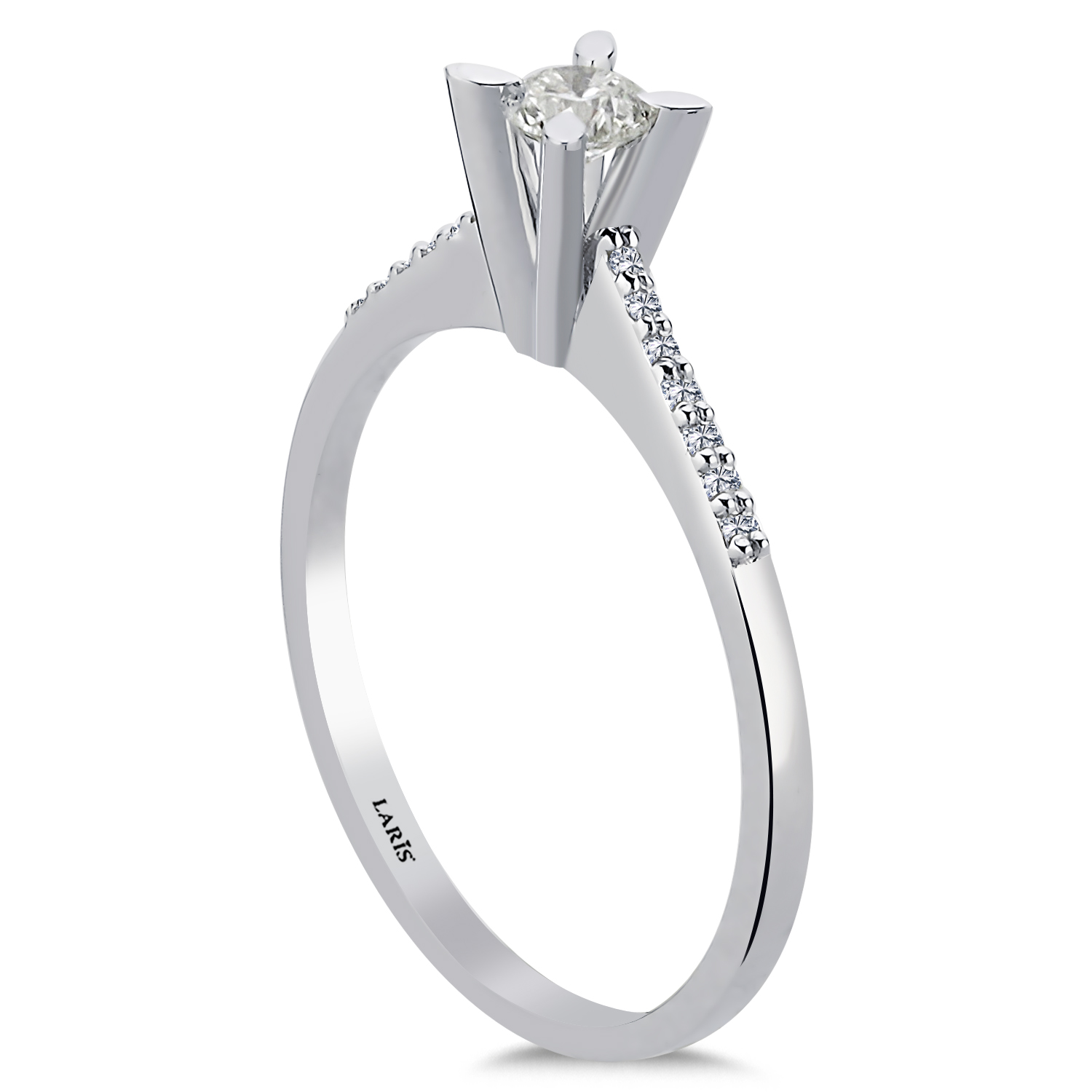 0,26 Karat Pırlanta  Kolları Taşlı Celina Tektaş Yüzük