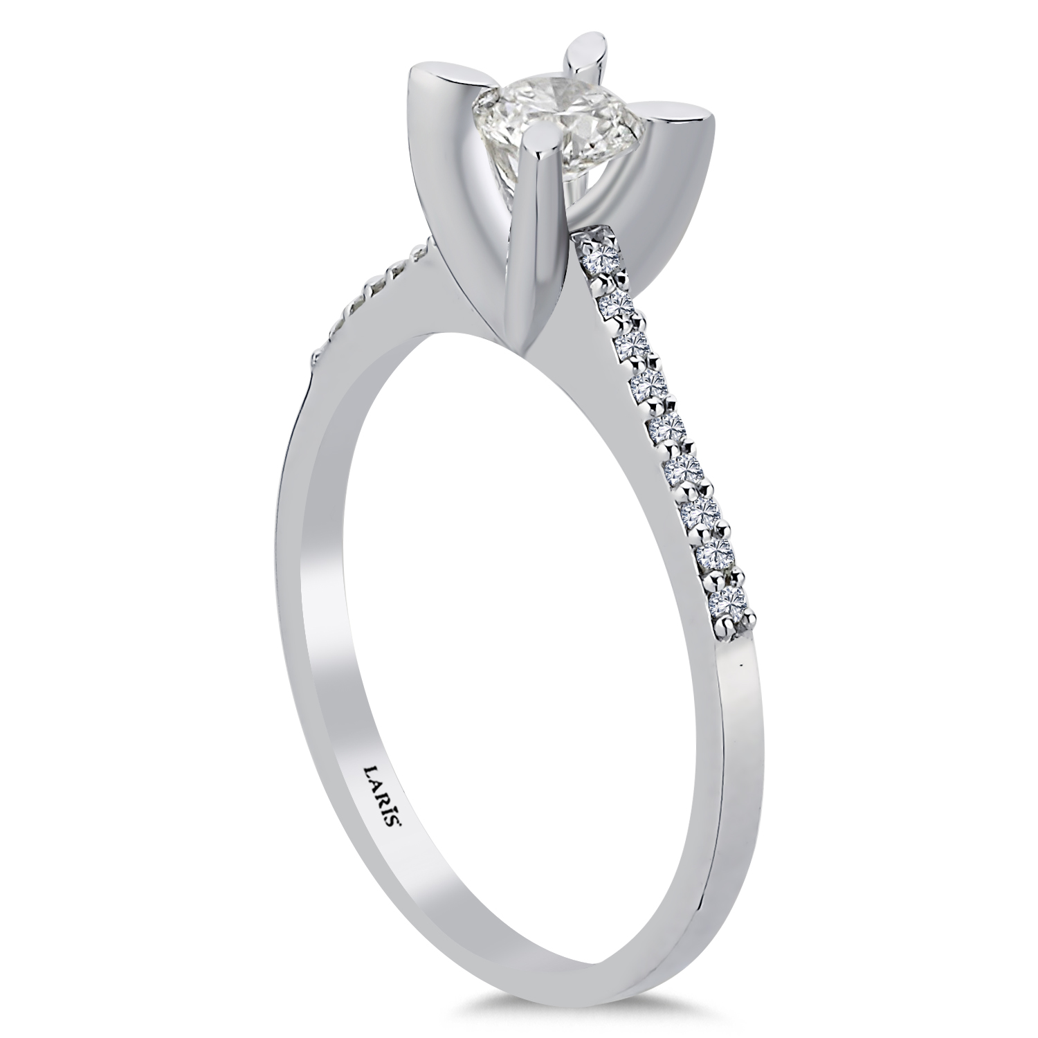 0,28 Karat Pırlanta Kolları Taşlı Serene Tektaş Yüzük