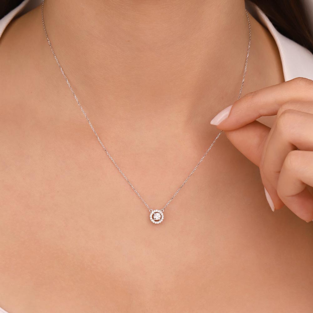 0,3 Karat Pırlanta Halo Tektaş Kolye