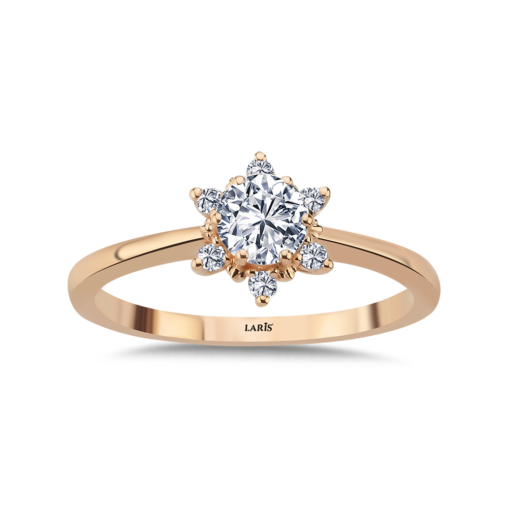 0,30 Karat Pırlanta Lotus Tasarım Tektaş Yüzük