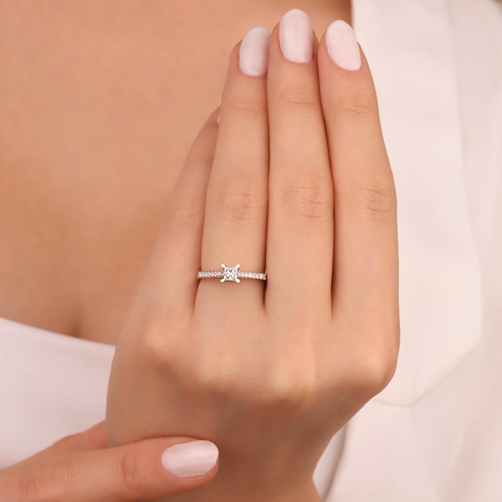 0,35 Karat Pırlanta Prenses Kesim Tektaş Yüzük