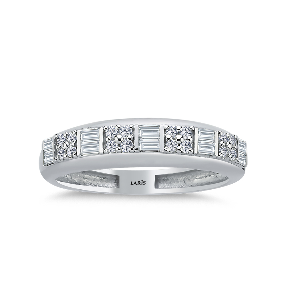 0,36 Karat Pırlanta Baget Yarımtur Alyans Yüzük