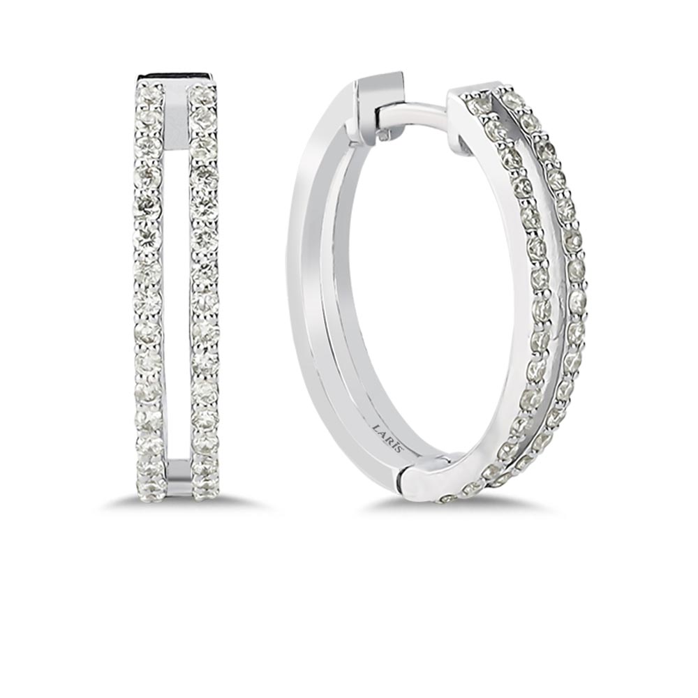 0.40 Karat Pırlanta Çift Sıra Halka Küpe