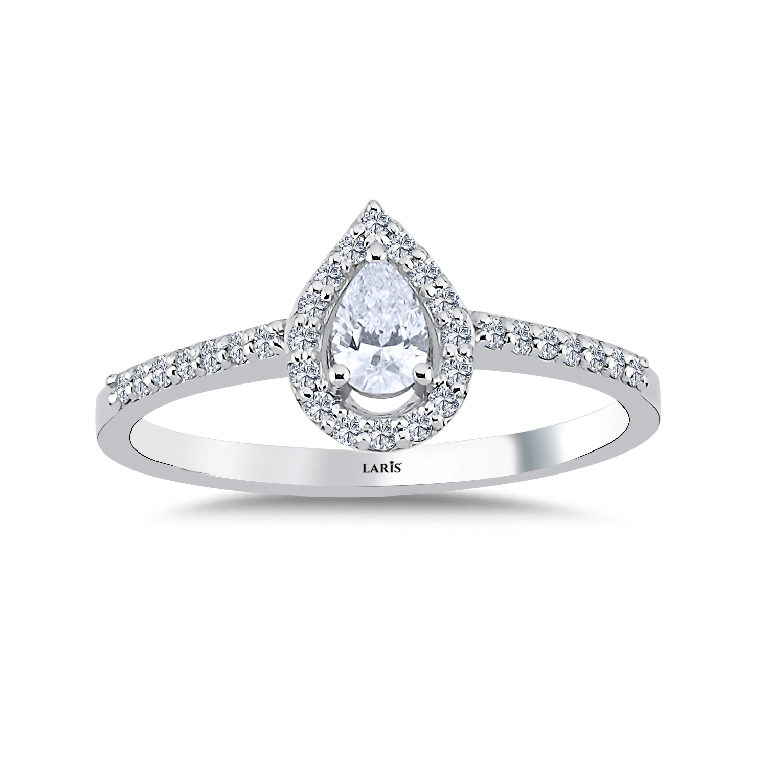 0.40 Karat Pırlanta Damla Halo Tektaş Yüzük