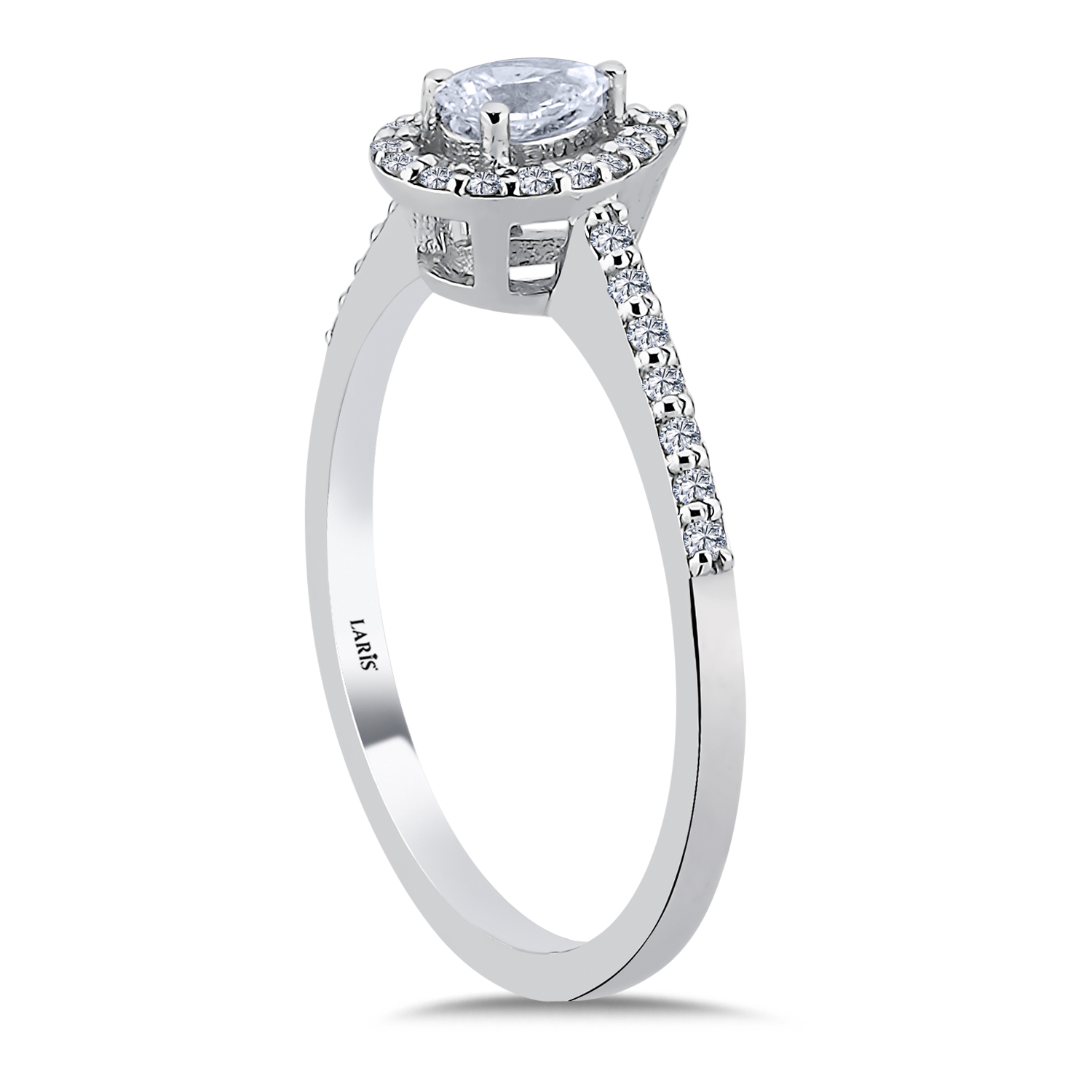 0.40 Karat Pırlanta Damla Halo Tektaş Yüzük