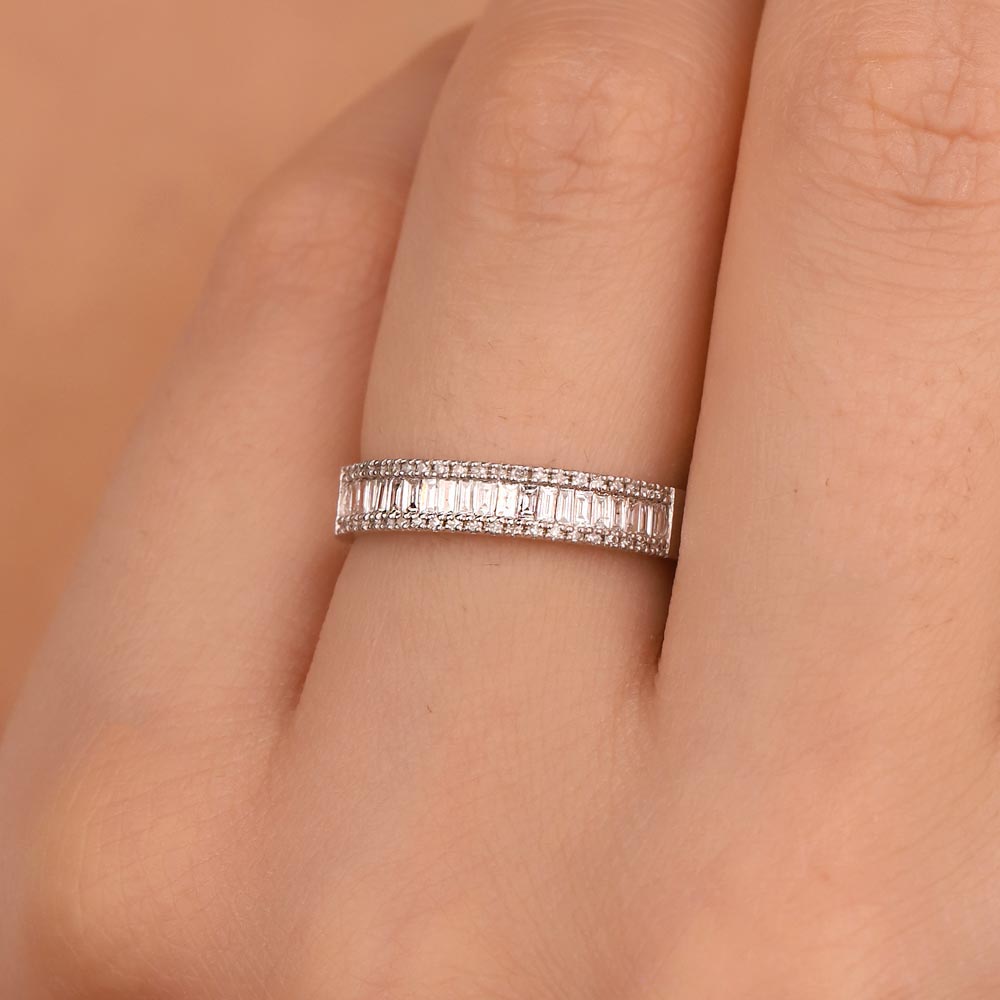 0,40 Karat Pırlanta Özel Tasarım Baget Yarımtur Yüzük