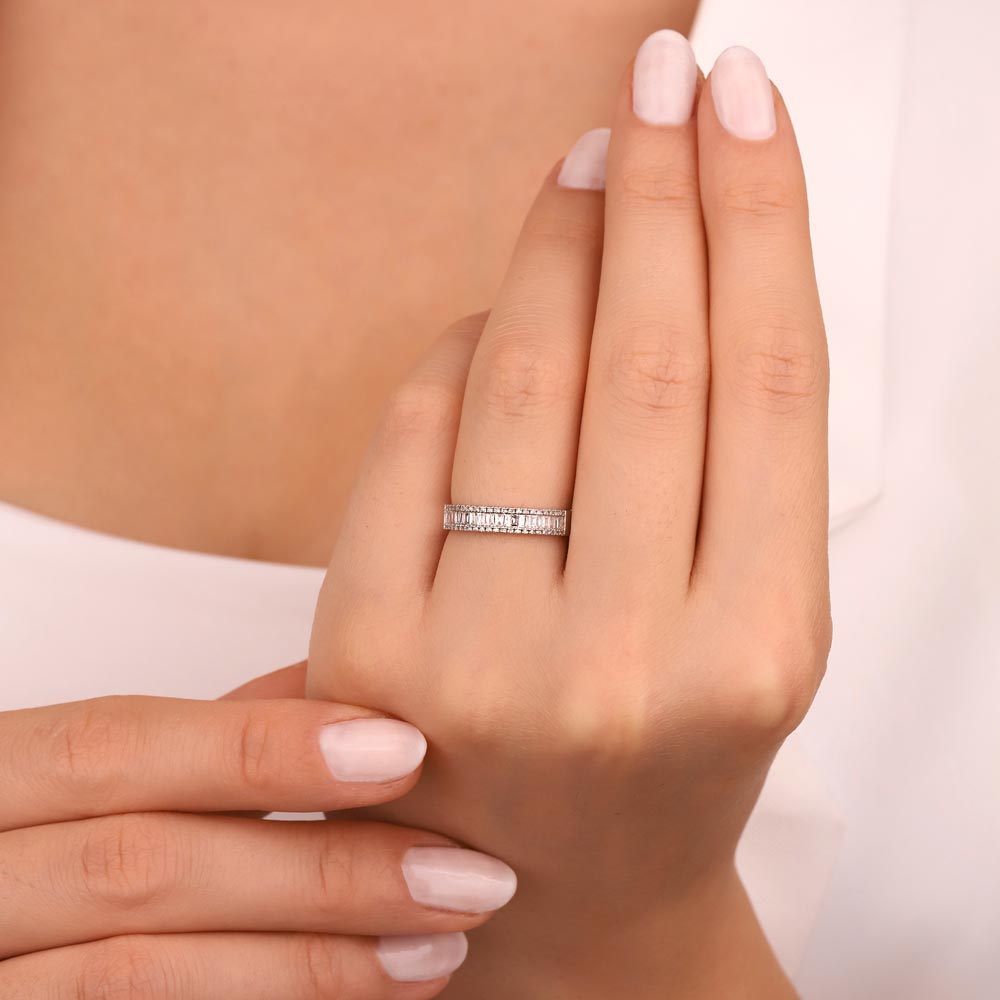 0,40 Karat Pırlanta Özel Tasarım Baget Yarımtur Yüzük