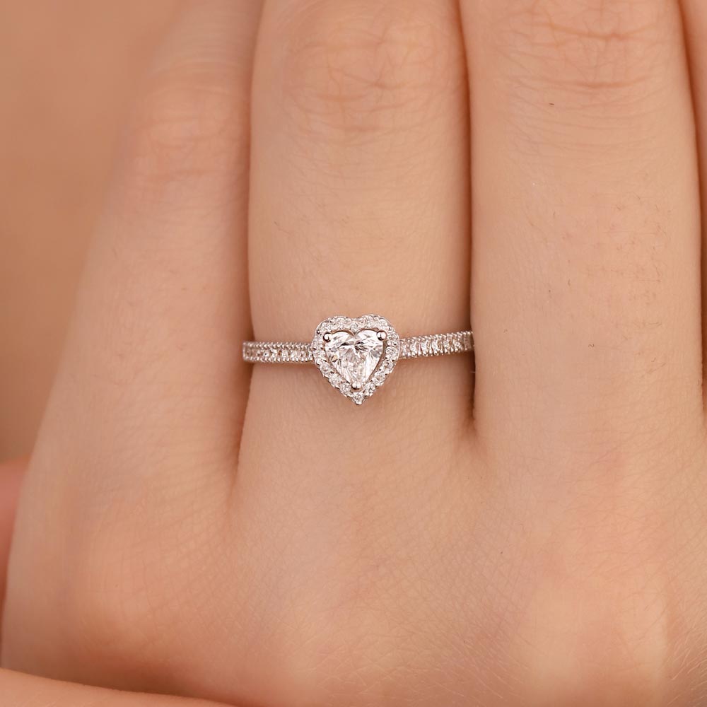 0,45 Karat Pırlanta Kalp Kesim Özel Tasarım Fantezi Tektaş Yüzük