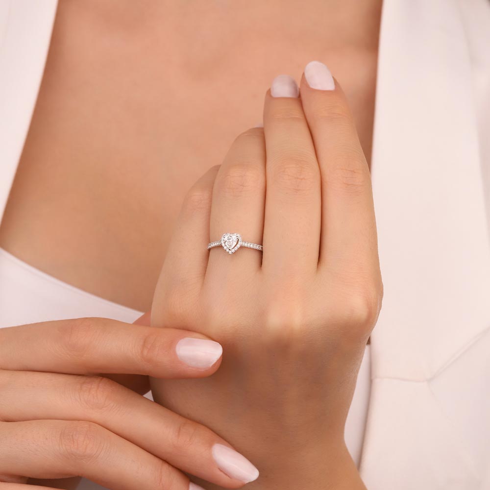 0,45 Karat Pırlanta Kalp Kesim Özel Tasarım Fantezi Tektaş Yüzük