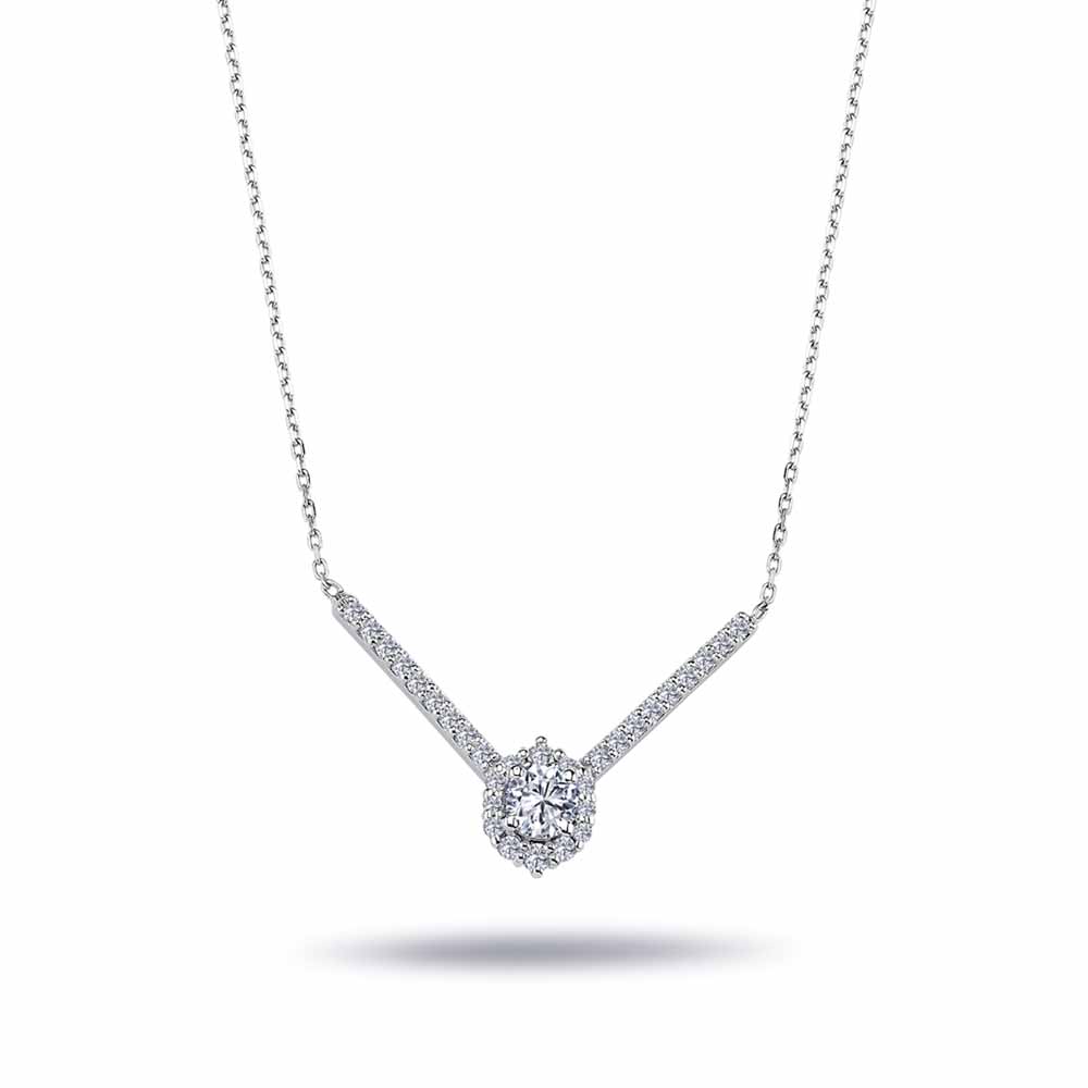 0,47 Karat Pırlanta Özel Tasarım Halo Tektaş Kolye