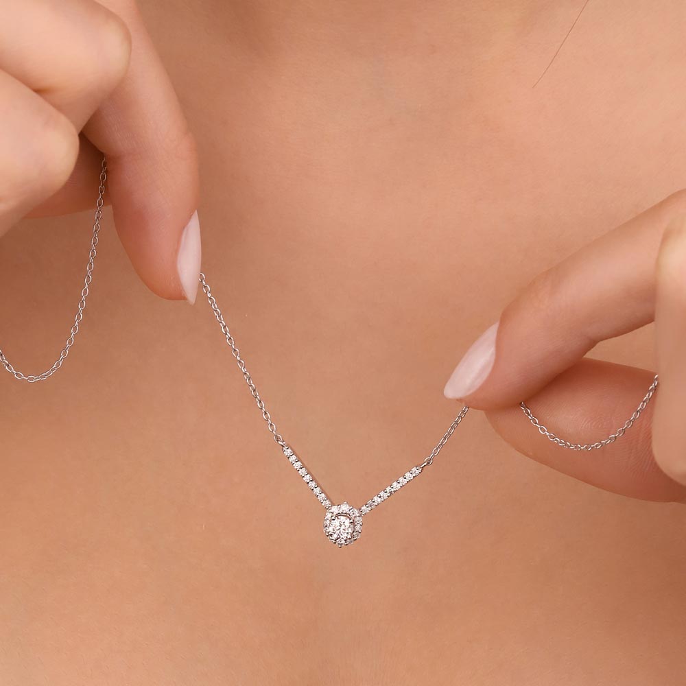 0,47 Karat Pırlanta Özel Tasarım Halo Tektaş Kolye