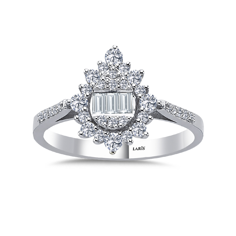 0,48 Karat Pırlanta Damla Baget Yüzük