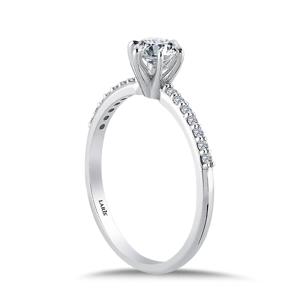 0,50 Karat Pırlanta Kolları Taşlı Altı Tırnaklı Tiffany Tasarım Celeste Tektaş Yüzük