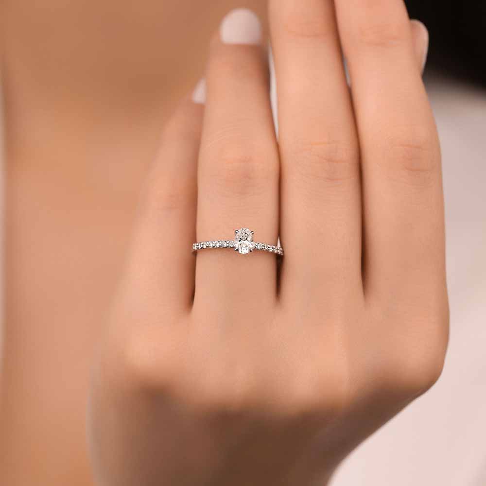 0,50 Karat Pırlanta Tektaş Oval Yüzük