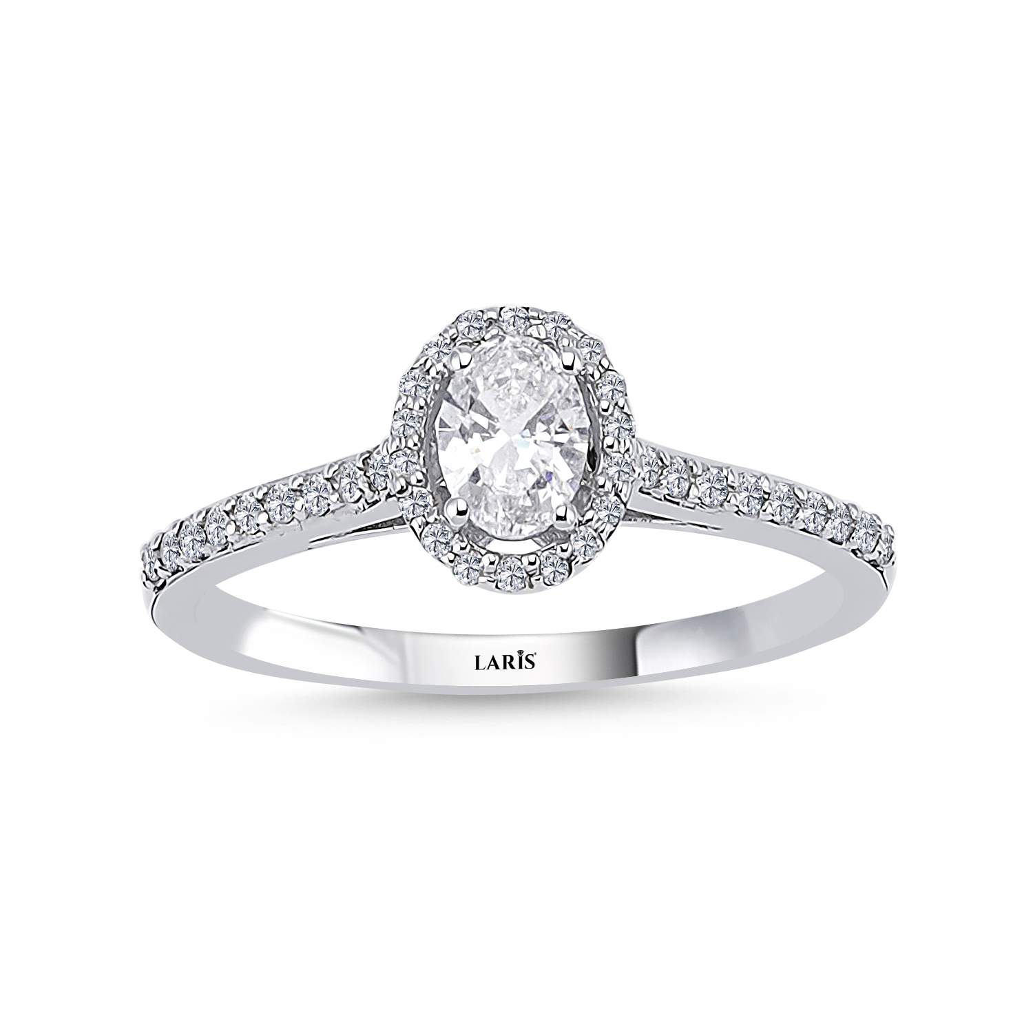 0.54 Karat Pırlanta Oval Halo Tektaş Yüzük