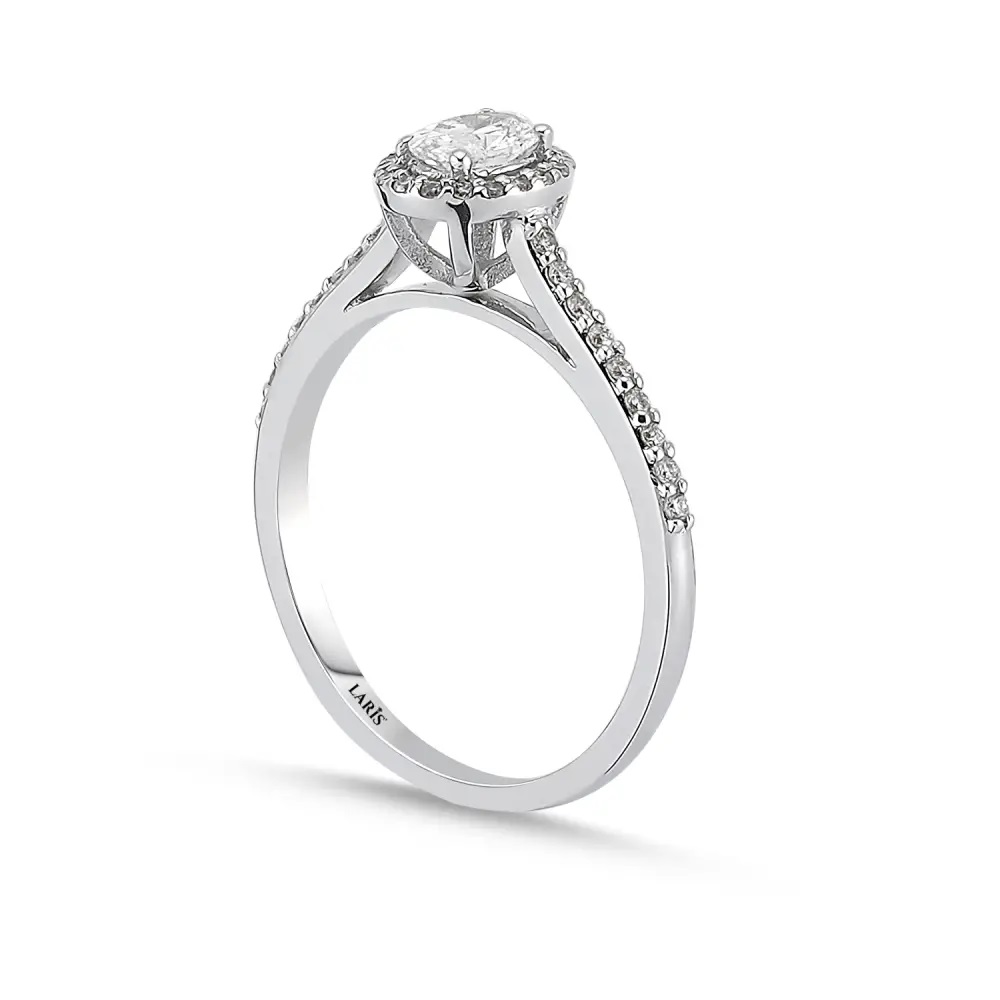 0.54 Karat Pırlanta Oval Halo Tektaş Yüzük