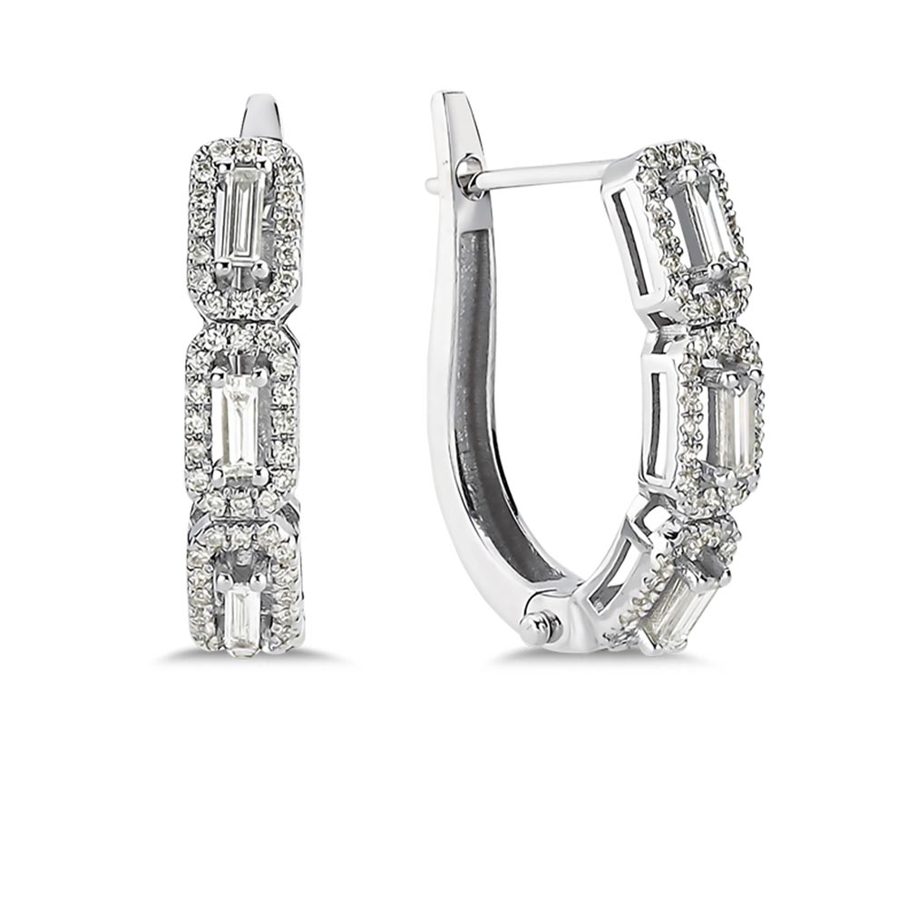 0.56 Karat Pırlanta Özel Tasarım Tria Baget Küpe