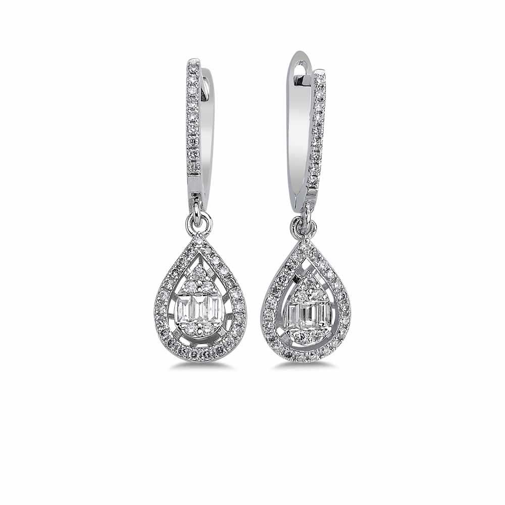 0,67 Karat Pırlanta Damla Baget Küpe