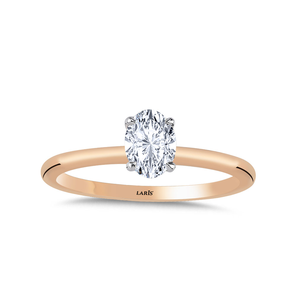 Tektaş Yüzükler 0,70 Karat Pırlanta Oval Kesim Tiffany Forever Rose Gold Tektaş Yüzük