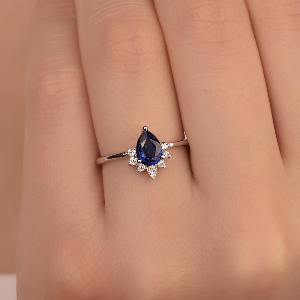 1,26 Karat Pırlanta Damla Royale Safir Yüzük