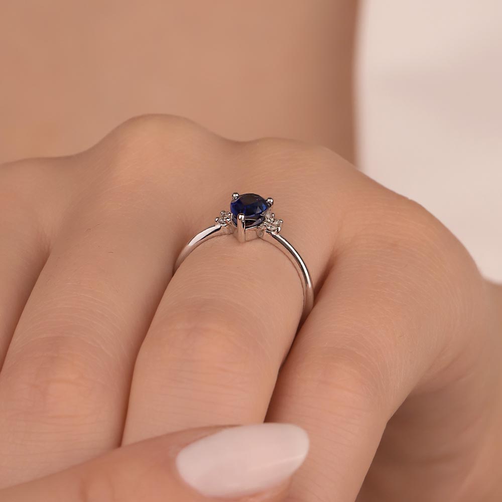 1,26 Karat Pırlanta Damla Royale Safir Yüzük