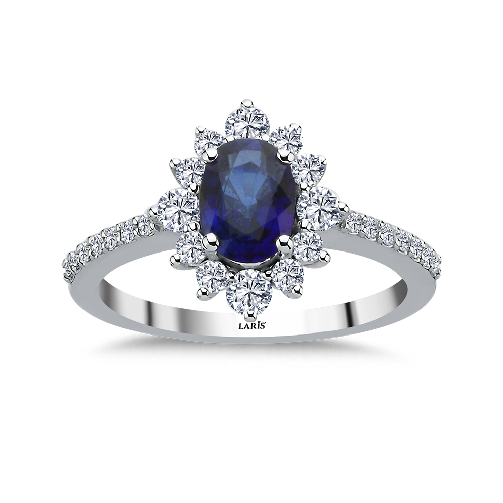 1,41 Karat Pırlanta Royale Tasarım Safir Anturaj Yüzük
