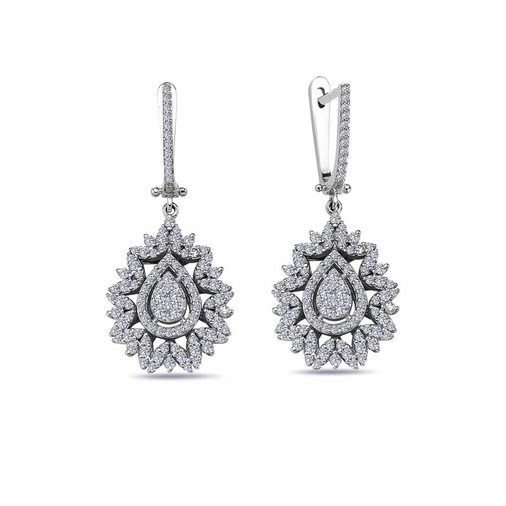 1,53 Karat Pırlanta Özel Tasarım Damla Coronet Küpe