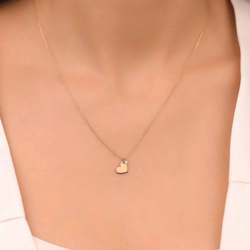 Pırlanta Kalp Tasarım Hediyelik Kolye