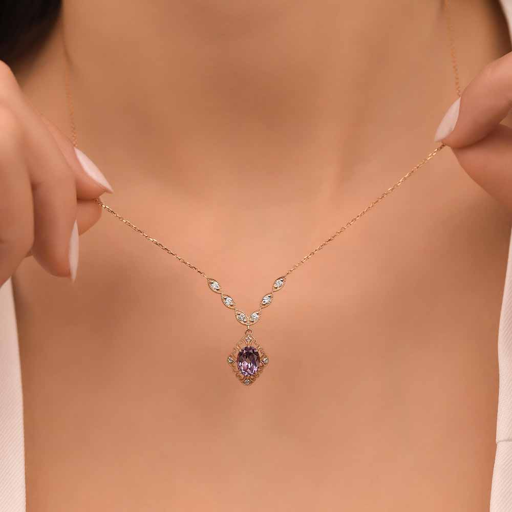 Pırlanta Vintage Alexandrite Hediyelik Kolye