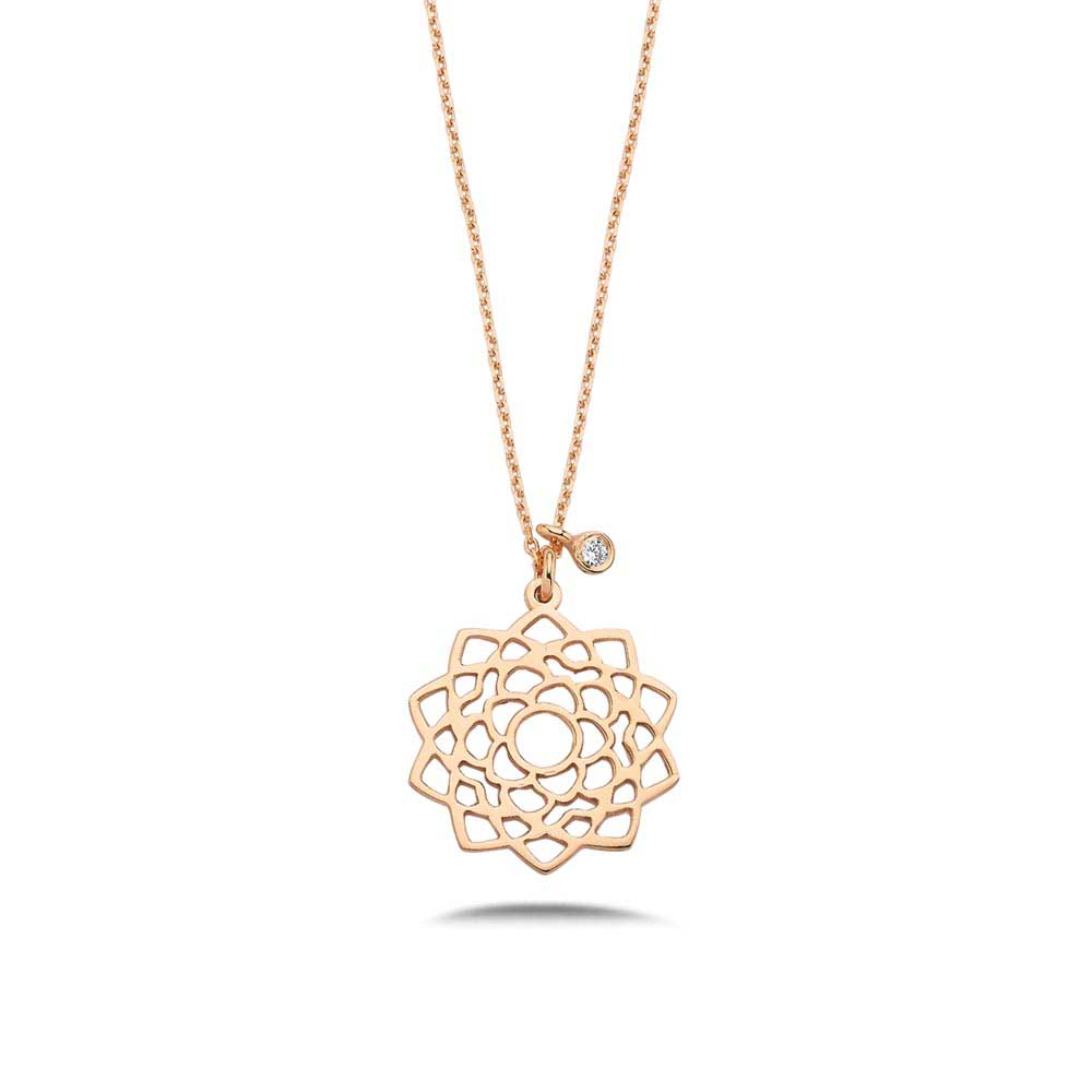 Pırlantalı Lotus Çiçeği Hediyelik Kolye