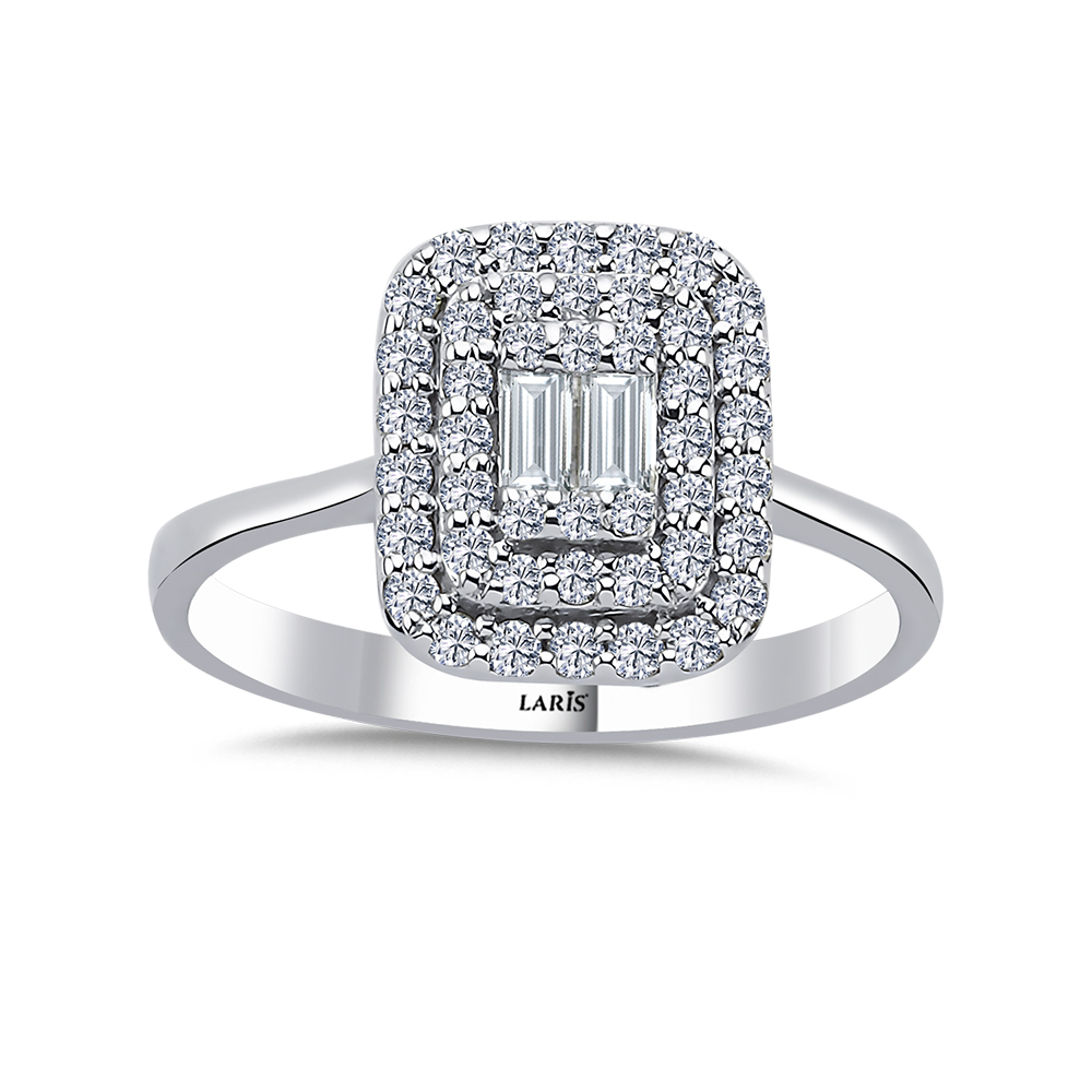 Baget Yüzükler 0,45 Karat Pırlanta Çift Sıra Baget Yüzük