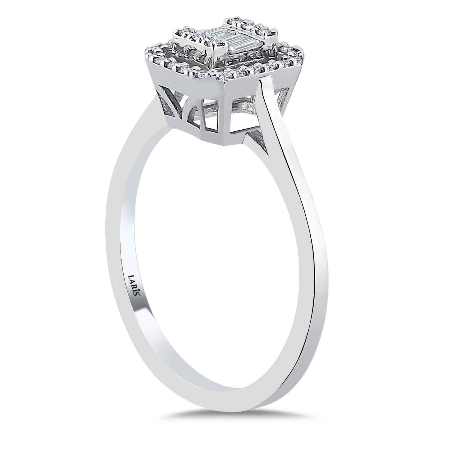 Baget Yüzükler 0.15 Karat Pırlanta Flora Baget Yüzük