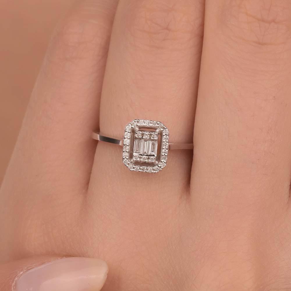 Baget Yüzükler 0.15 Karat Pırlanta Flora Baget Yüzük