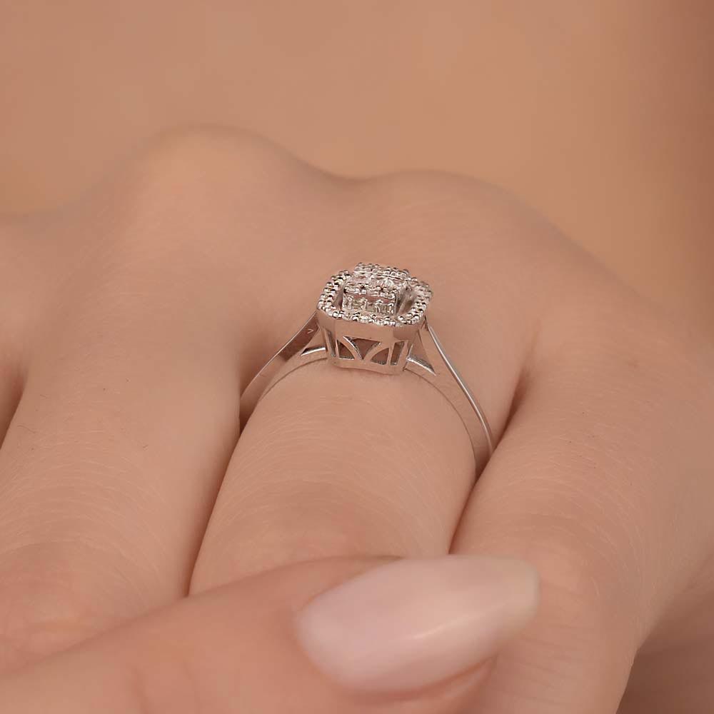 Baget Yüzükler 0.15 Karat Pırlanta Flora Baget Yüzük