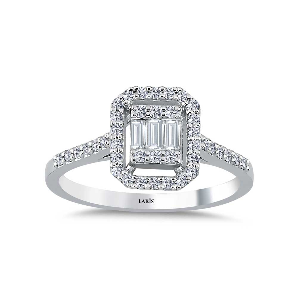 0.30 Karat Pırlanta Flora Baget Yüzük