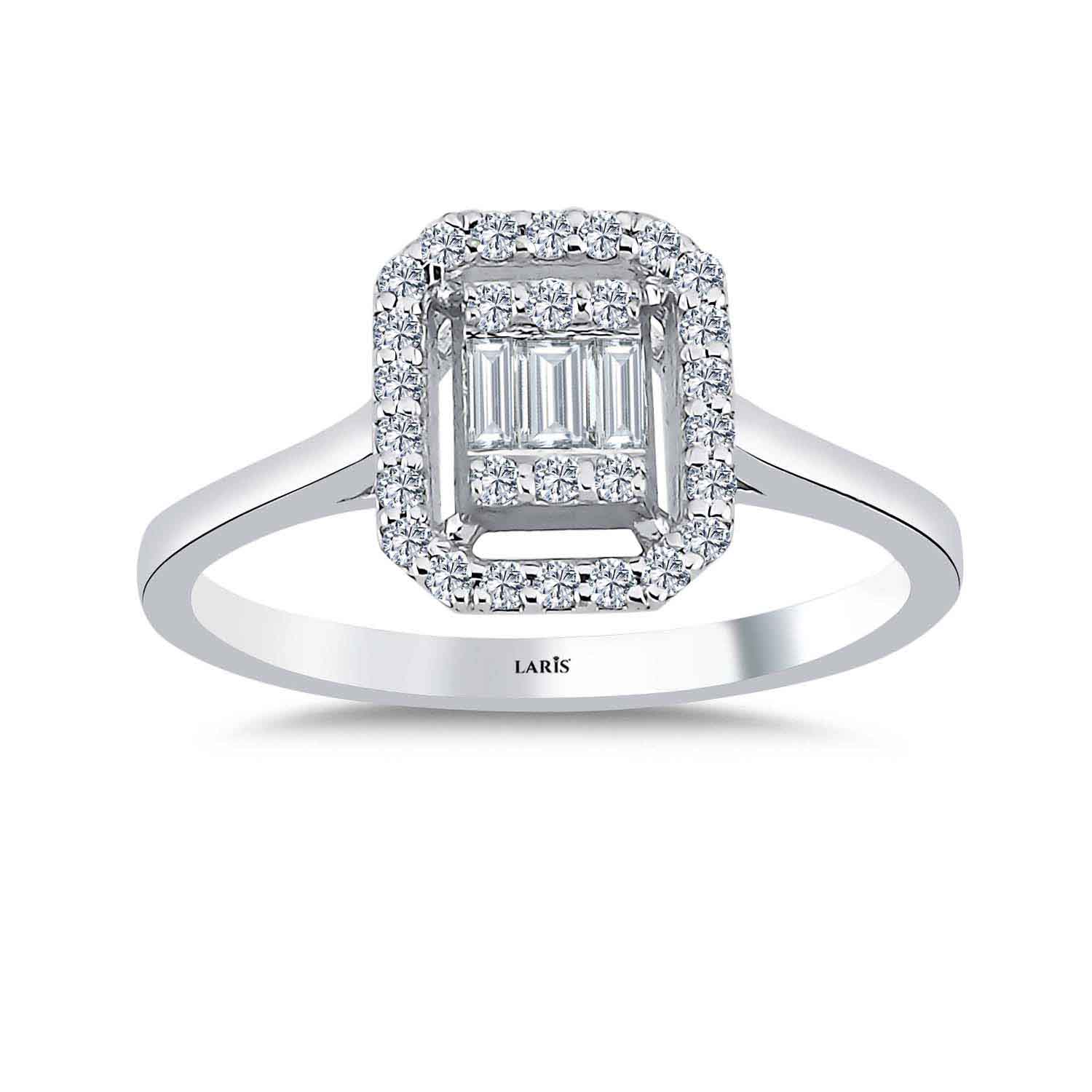 Baget Yüzükler 0.27 Karat Pırlanta Flora Baget Yüzük