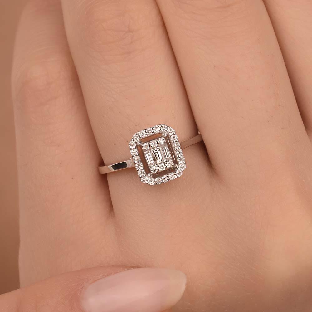 Baget Yüzükler 0.27 Karat Pırlanta Flora Baget Yüzük