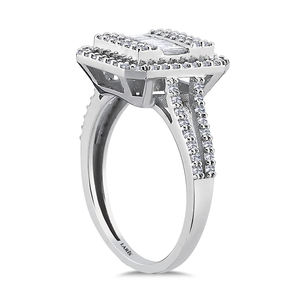 Baget Yüzükler 0,86 Karat Pırlanta Çift Kollu Baget Yüzük