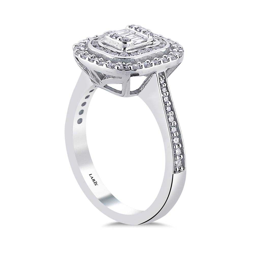 0,59 Karat Pırlanta Taşlı  Baget Tasarım Yüzük