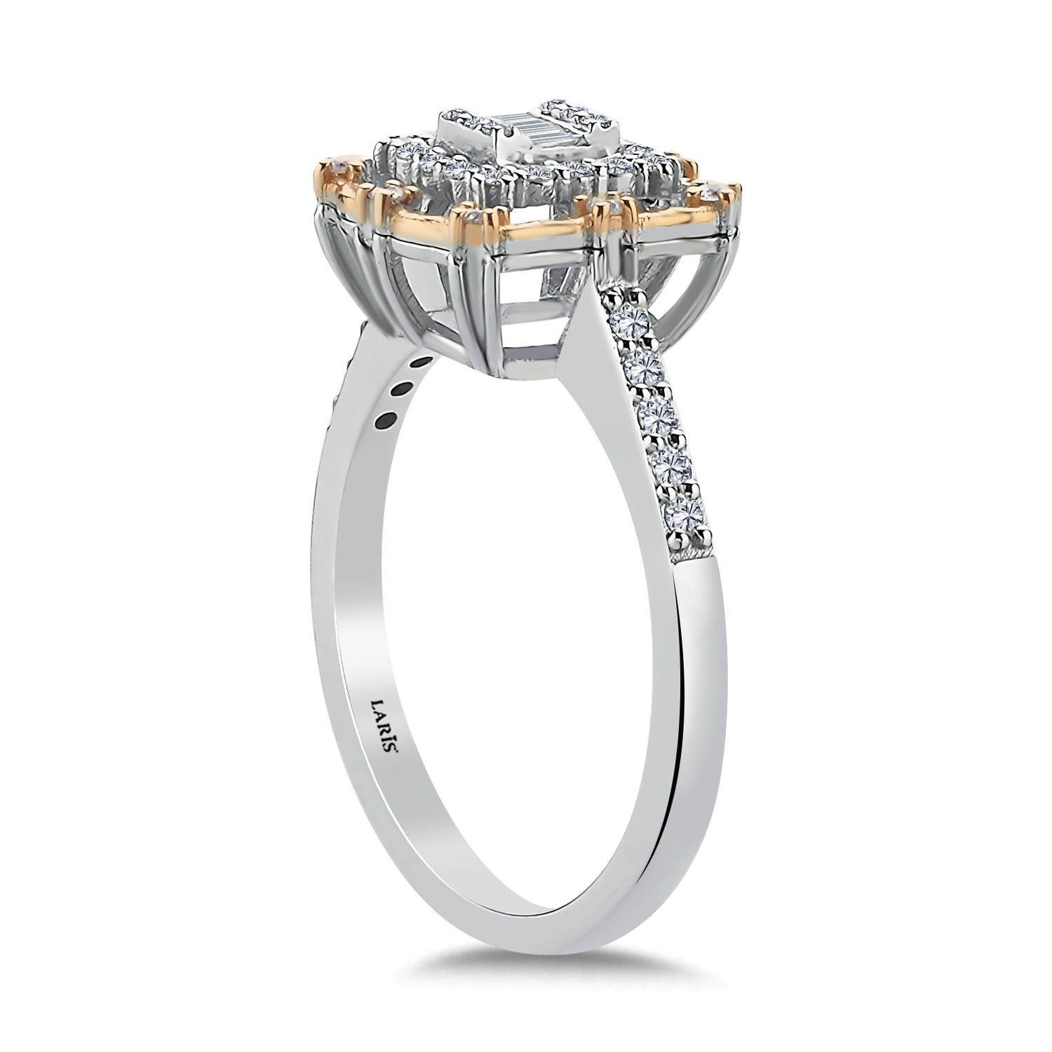 Baget Yüzükler 0,3 Karat Pırlanta Retro Tasarım Baget Yüzük