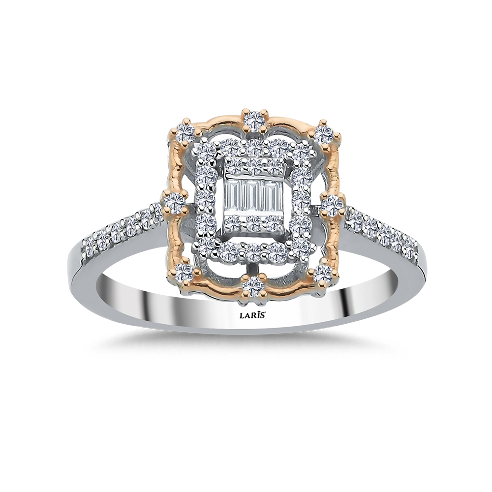 Baget Yüzükler 0,3 Karat Pırlanta Retro Tasarım Baget Yüzük