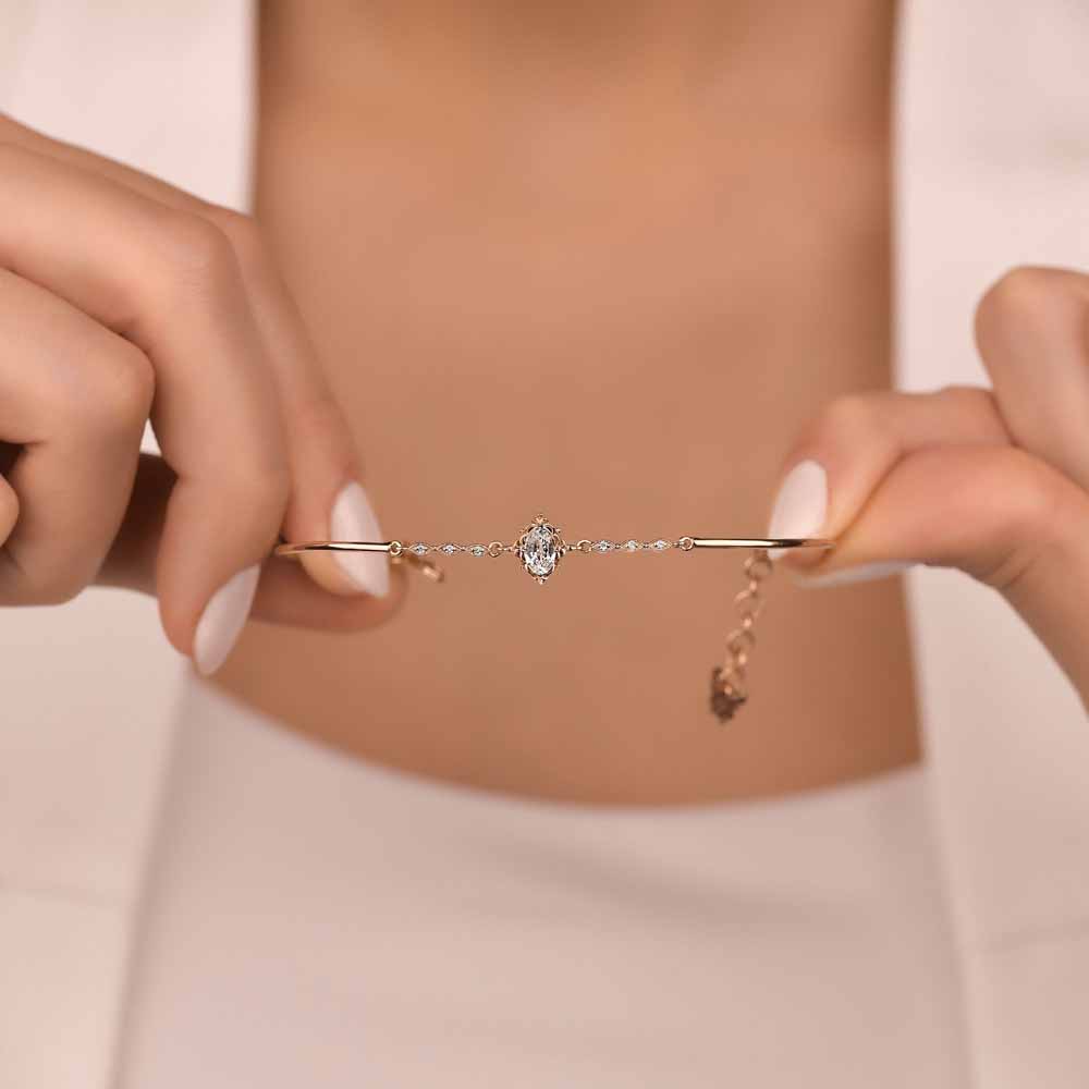 Pırlanta Vintage Beyaz Topaz Hediyelik Bileklik